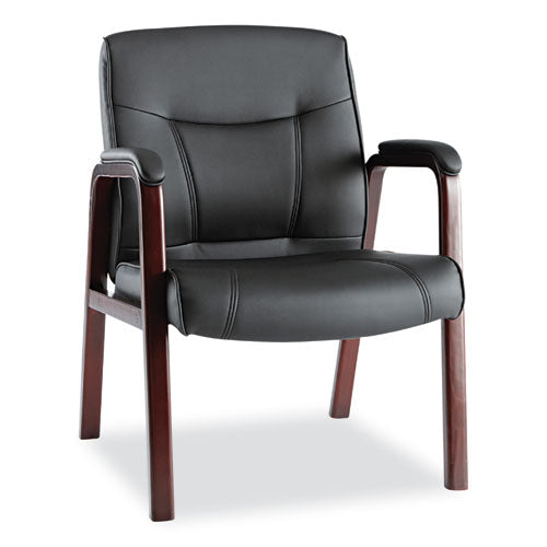 Alera Madaris Series Bonded Leather Guest Chair with Wood Trim Legs