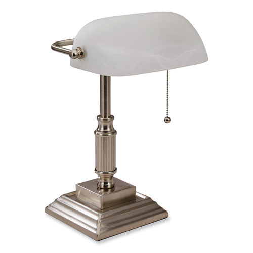 LED Bankers Lamp with Frosted Shade