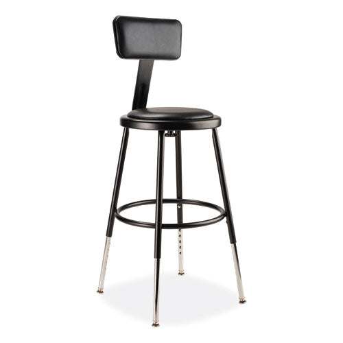 6400 Series Height Adjustable Heavy Duty Vinyl Steel Stool with Backrest