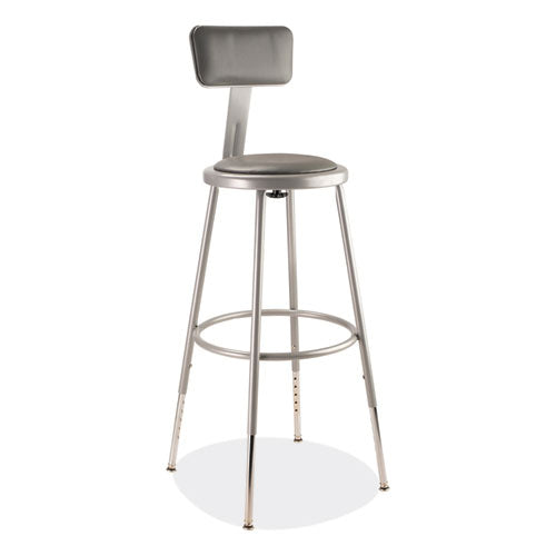 6400 Series Height Adjustable Heavy Duty Padded Stool with Backrest
