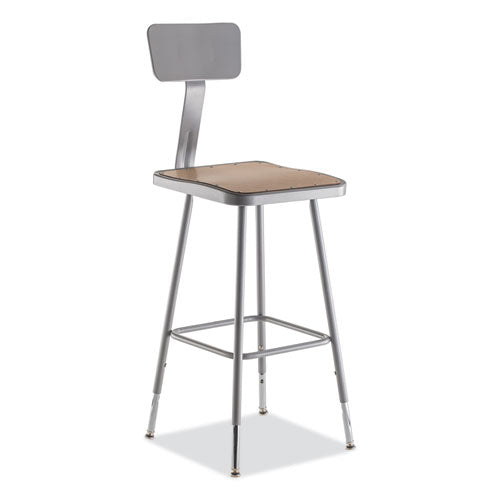 6300 Series Height Adjustable Heavy-Duty Square Seat Stool w/ Back