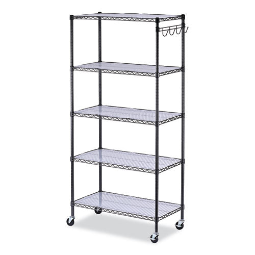 5-Shelf Wire Shelving Kit with Casters and Shelf Liners