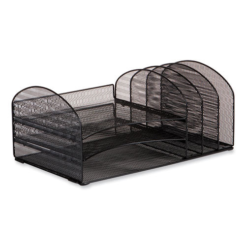 Onyx Mesh Desk Organizer with Three Horizontal and Upright Sections