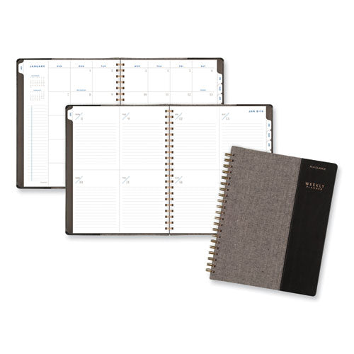 Signature Collection Black/Gray Felt Weekly/Monthly Planner
