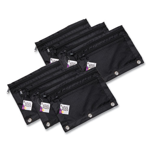 Two-Pocket Binder-Insertable Pencil Pouch with Mesh Front