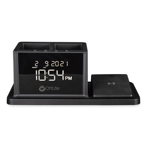 Desktop Organizer with LED Alarm Clock/Device Charger