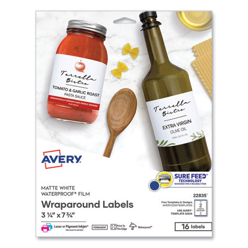 Durable Water-Resistant Wraparound Labels w/ Sure Feed