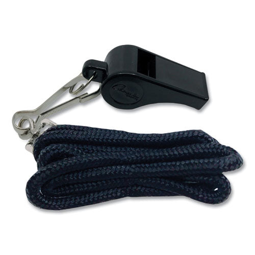 Sports Whistle with Black Nylon Lanyard