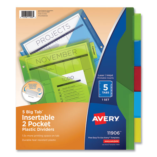 Insertable Big Tab Plastic 2-Pocket Dividers