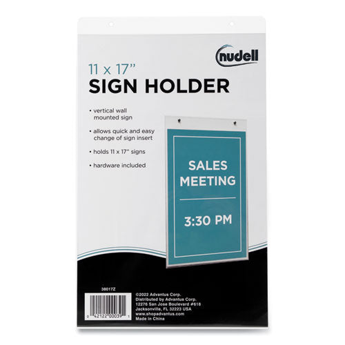 Clear Plastic Vertical-Orientation Wall Sign Holder with Mounting Screws