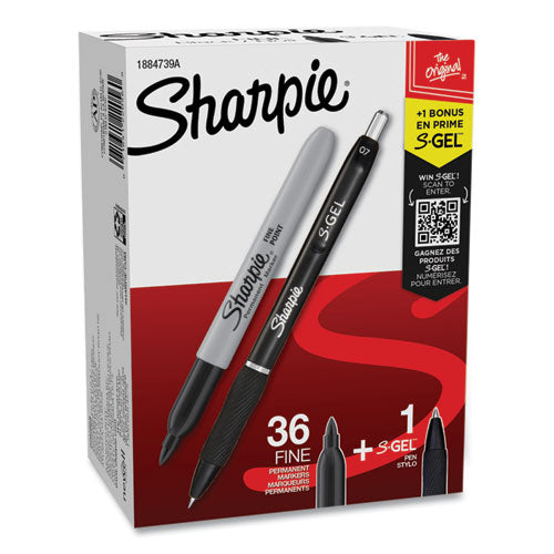 Fine Tip Permanent Marker Value Pack with (1) Bonus S-Gel 0.7 mm Black Ink Pen