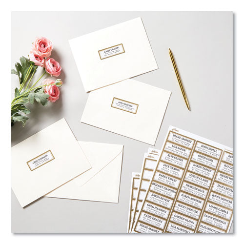 White Easy Peel Mailing Labels with Metallic Border
