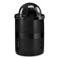 Outdoor Perforated Steel Trash Can with Dome Lid