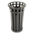 Outdoor Slatted Steel Trash Can
