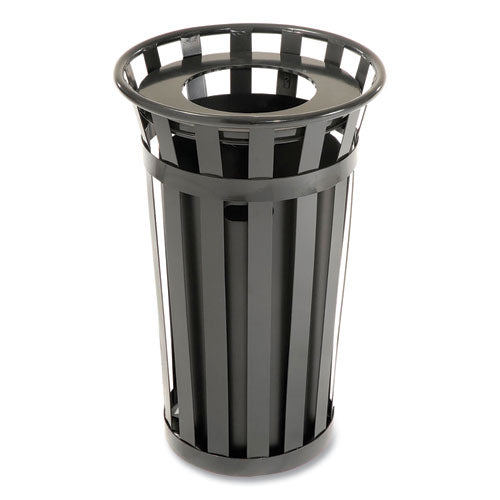 Outdoor Slatted Steel Trash Can