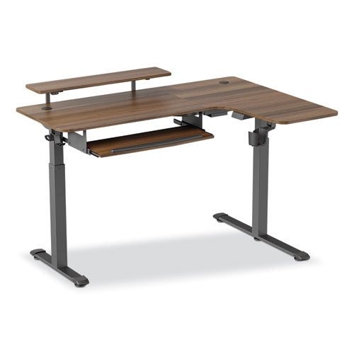 L-Shaped Standing Desk with Keyboard Tray