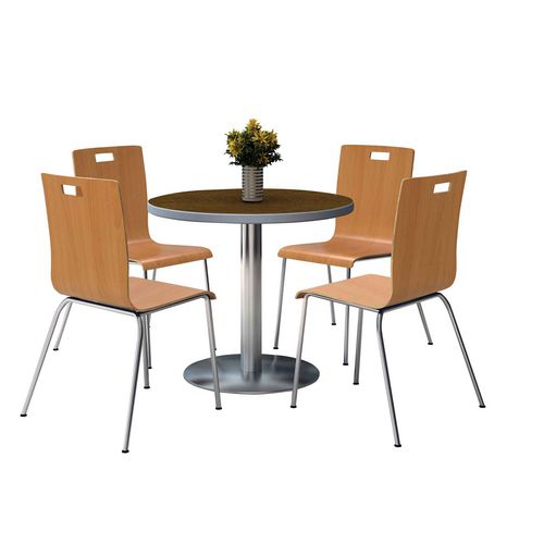 Pedestal Table with Four Natural Jive Series Chairs
