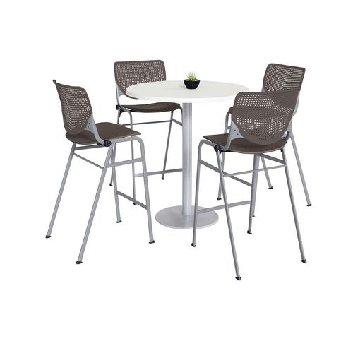 Pedestal Bistro Table with Four Brownstone Kool Series Barstools