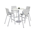 Pedestal Bistro Table with Four Light Gray Kool Series Barstools