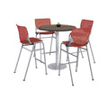 Pedestal Bistro Table with Four Coral Kool Series Barstools