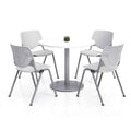 Pedestal Table with Four Light Gray Kool Series Chairs
