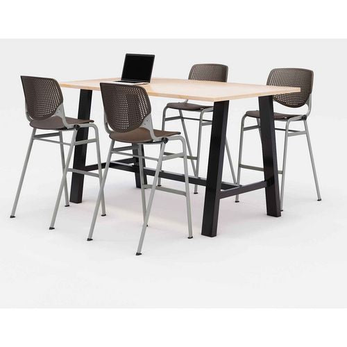 Midtown Bistro Dining Table with Four Brownstone Kool Barstools