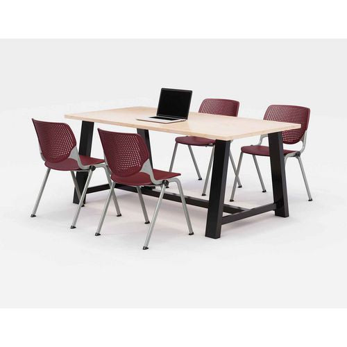 Midtown Dining Table with Four Burgundy Kool Series Chairs