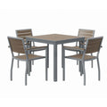 Eveleen Outdoor Patio Table with Four Mocha Powder-Coated Polymer Chairs