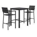 Eveleen Outdoor Bistro Patio Table with Two Black Powder-Coated Polymer Barstools