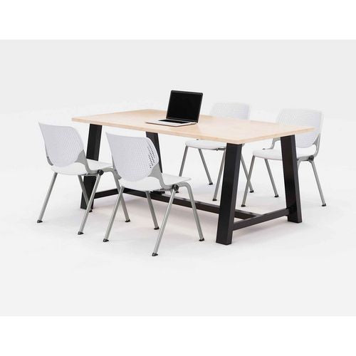 Midtown Dining Table with Four White Kool Series Chairs