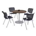 Pedestal Table with Four Black Kool Series Chairs