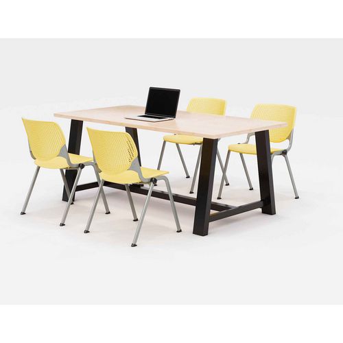 Midtown Dining Table with Four Yellow Kool Series Chairs