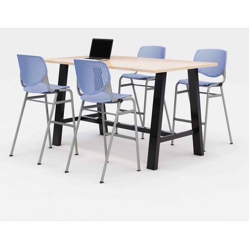 Midtown Bistro Dining Table with Four Periwinkle Kool Barstools