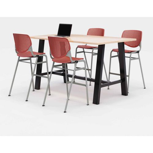 Midtown Bistro Dining Table with Four Coral Kool Barstools