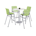 Pedestal Bistro Table with Four Lime Green Kool Series Barstools