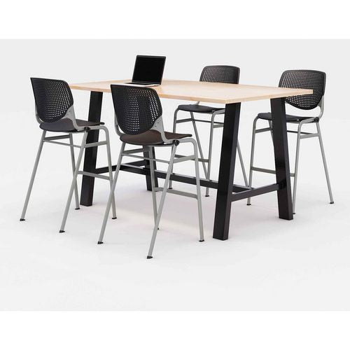 Midtown Bistro Dining Table with Four Black Kool Barstools