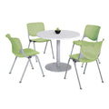 Pedestal Table with Four Lime Green Kool Series Chairs