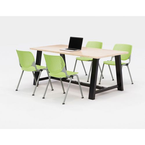 Midtown Dining Table with Four Lime Green Kool Series Chairs