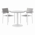 Eveleen Outdoor Patio Table with Two Gray Powder-Coated Polymer Chairs