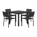 Eveleen Outdoor Patio Table with Four Black Powder-Coated Polymer Chairs