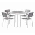 Eveleen Outdoor Patio Table with Four Gray Powder-Coated Polymer Chairs