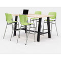 Midtown Bistro Dining Table with Four Lime Green Kool Barstools