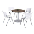 Pedestal Table with Four White Kool Series Chairs