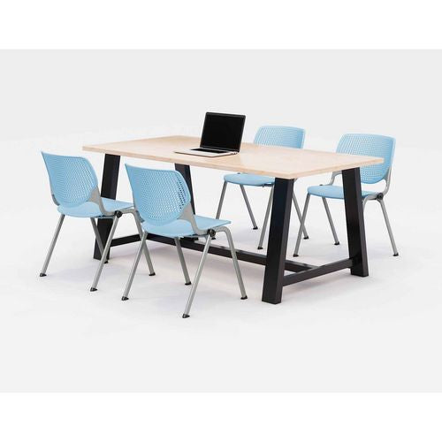 Midtown Dining Table with Four Sky Blue Kool Series Chairs