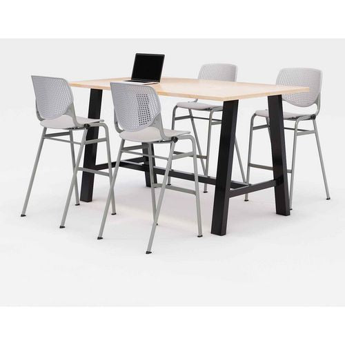 Midtown Bistro Dining Table with Four Light Gray Kool Barstools