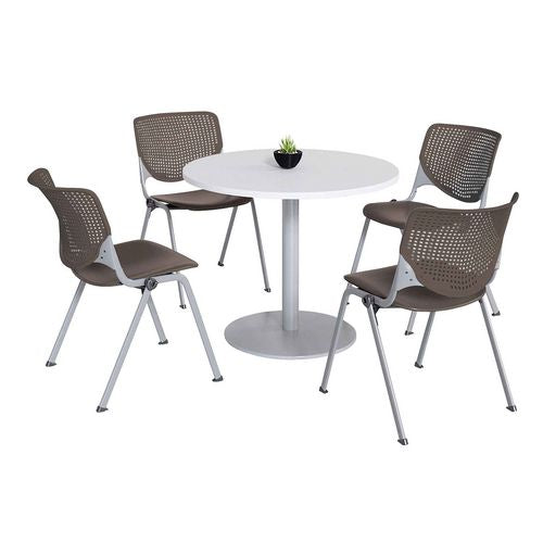 Pedestal Table with Four Brownstone Kool Series Chairs
