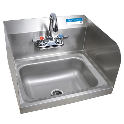 Stainless Steel Hand Sink with Side Splashes and Faucet
