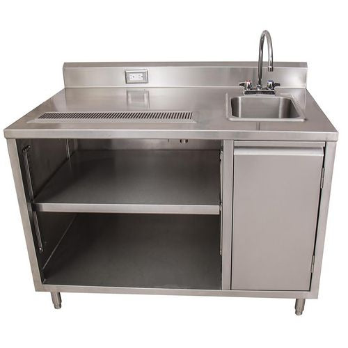 Stainless Steel Beverage Table with Right Sink