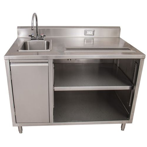 Stainless Steel Beverage Table with Left Sink