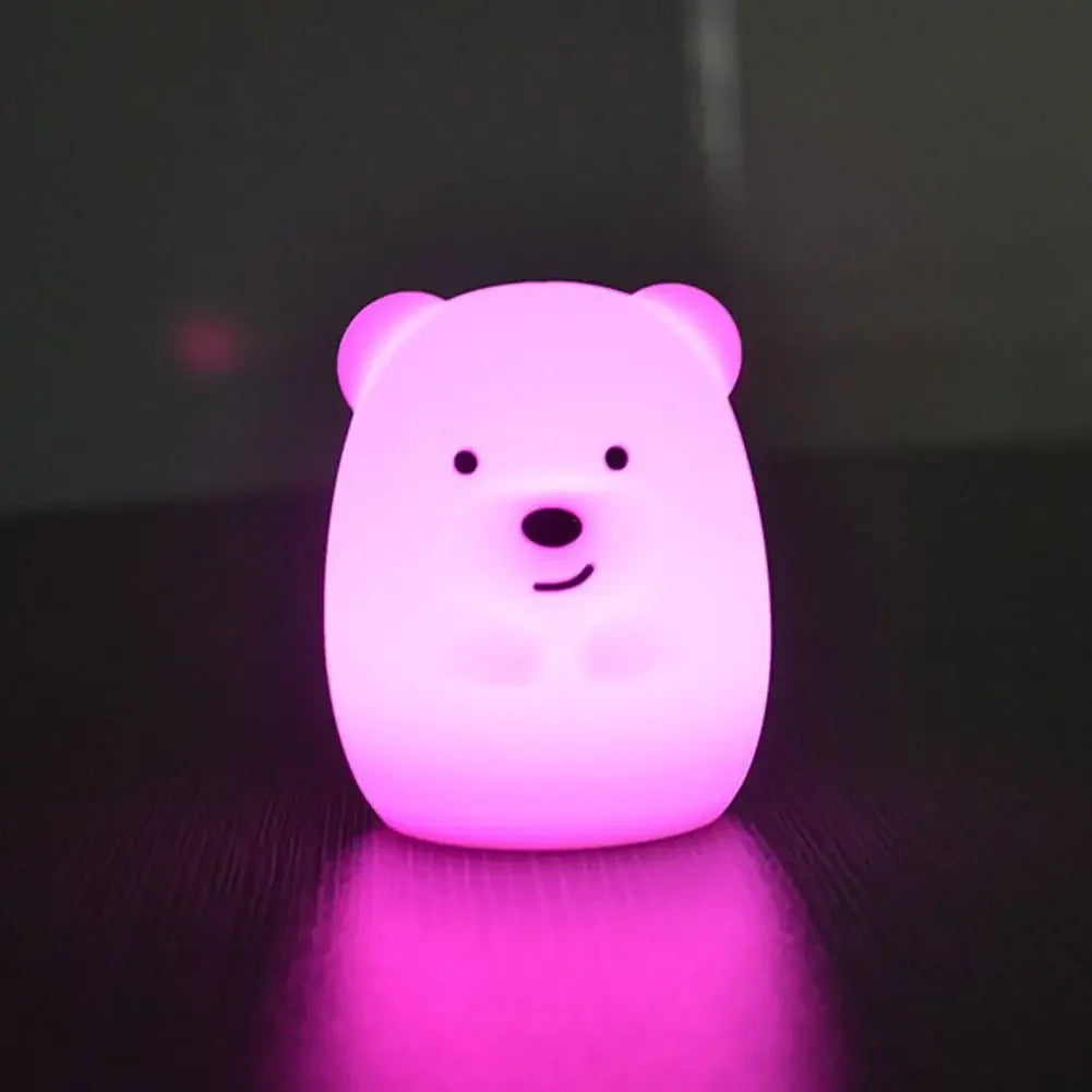 New 7 Colors Bear Rabbit LED Animal Night Light Silicone Soft Cartoon Children Baby Nursery Lamp led Night Light